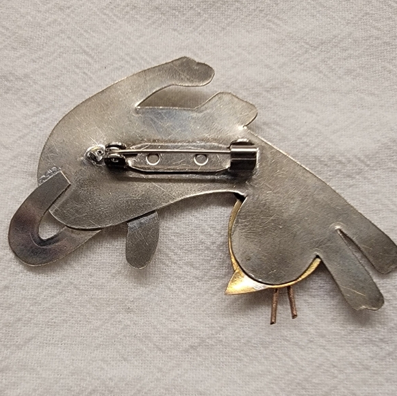 Silver and Copper Cat Brooch - Picture 4 of 4